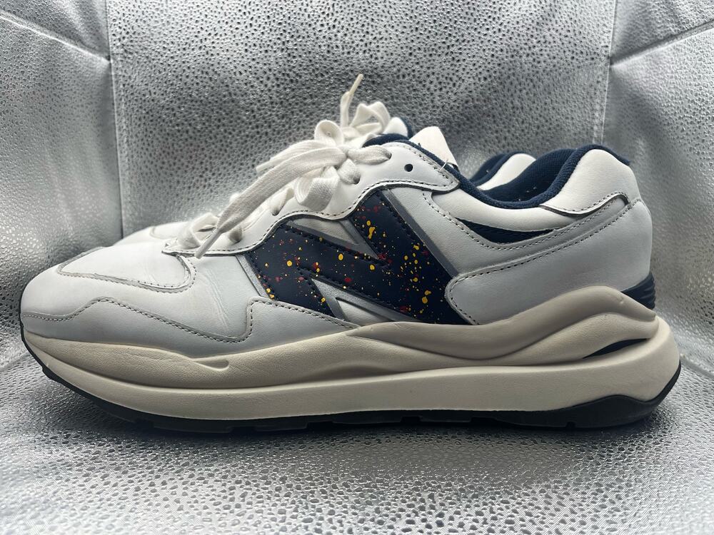 New Balance 57/40 White Cream Navy Lifestyle Sneakers Men's Shoes Size 11.5 USED